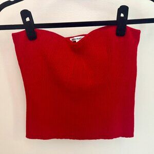 Reformation Red Strapless Cotton-blend Tube Crop Top